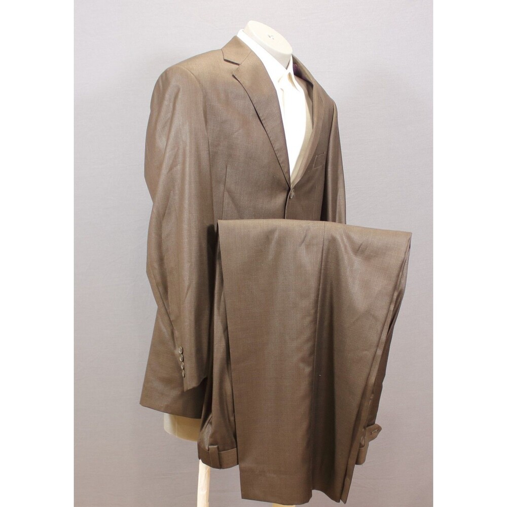 EARVIN MAGIC JOHNSON 2 Piece Suit 3 Btn Brown Striped Men 44R Pleated 36" W